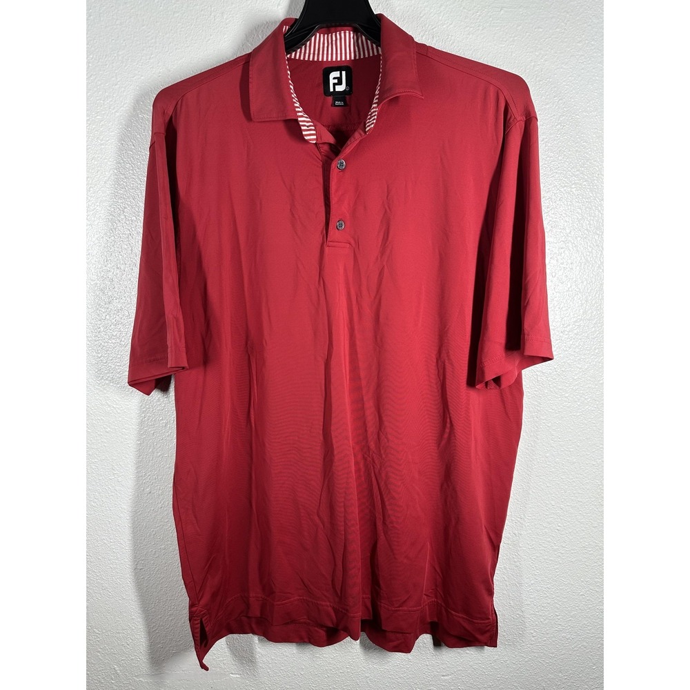 FootJoy Polo Shirt Mens Large Red Short Sleeve Golf Performance Embroidered Knit